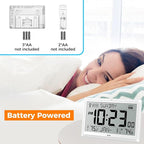 Wall Clock Atomic with Indoor Outdoor Temperature Battery Powered, Easy Reading with 10.5 Inch Large LCD Display, 330FT Range Table Wall Clock with DST, 12/24 Hour for Living Room Kitchen (White)