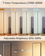 EDISHINE LED Floor Lamp, 55" Modern Minimalist Rectangular Corner Light, 3000K-6000K Dimmable, Remote Control & Foot Switch, Metal Base Standing Lamps for Living Room, Bedroom, Office, Black