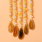 Agate Gemstone Dream Catcher 7 Chakra Tree of Life Dream Catcher with Rainbow Crystal Stones Handmade Dreamcatcher Wall Decor for Adults Boys Girls,Bedroom,Wedding,Garden,Bless Gift(Gold Moon)