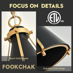 Mini Black Gold Pendant Light Small Metal Pendant Light Fixture for Kitchen Island Sink Entryway Hallway Bar Breakfast Nook Dining Room, 7in