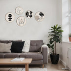 Qunclay 5 Pcs Wall Art Decor Wooden Living Room Wall Decor Bohemian Hanging Farmhouse Geometric 10'' and 8'' Aesthetic Wood Minimalist Posters for Bedroom(Classic)