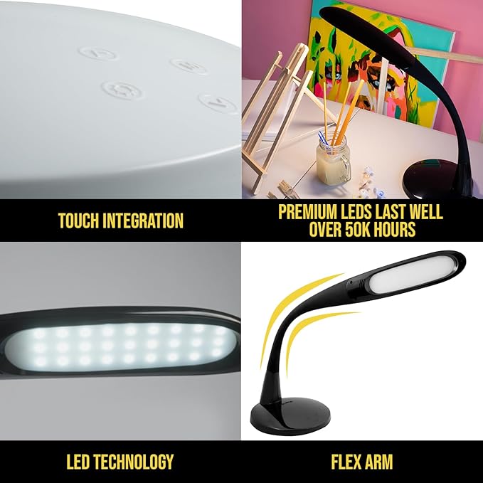 Stella Two Task Lamp, Adjustable Desk Lamp, Dimmable LED Light with Custom Color Temperature for Desk, Home Office, Bedroom, or Living Room, Modern Design for Work, Study, and Reading Needs (12W)