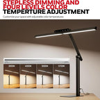 Honeywell LED Desk Lamp with Base - HJ1BK Sunturalux Eye-Caring Architect Desk Lamp for Home Office, 1200LM Computer Desk Light 4 Color Modes Stepless Dimming Task Desk Light with Timer Function Black