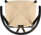 Tomile Solid Wood Wishbone Chair Y Chair Mid-Century Armrest Dining Chair, Hemp Seat (Ash Wood - Black with Natural seat.)
