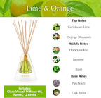 Agraria Lime & Orange Reed Diffuser Set, 12 Reeds Essential Oil Freshener Sticks, Room Diffusers for Home Fragrance, Scented Reed Oil Diffuser Gift