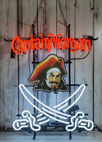 Neon Signs Beer Bar Bedroom Light Cap tains Mor gans Rum Glass Neon Signs for Office Hotel Pub Cafe Man Cave Neon Light Art Wall Lights 24 X 20 Inches High Definition Jet Graphic Printing Board