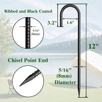 12 Inch Rebar Stakes 50 Pack J Hook Ground Stakes Heavy Duty Chain Link Fence Stakes Galvanized Anchors Metal Tent Stakes for Wire Fencing Concrete Forming Trampolines Camping Canopies Shed Swing