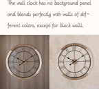 Wall Clock for Living Room Decor, 24'' Big Wall Clocks for Office, Rustic Clock Battery Operated, Distressed White Roman Numeral Clock, Round, Wood Wall Clock