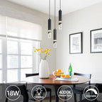 Modern Dimmable Led Pendant Lights Kitchen Island, Ideal for Living Room, Bedroom,Sink 18w LED Crystal Energy-Saving Hanging Lamp for Cozy Lighting (Black 3 Light)