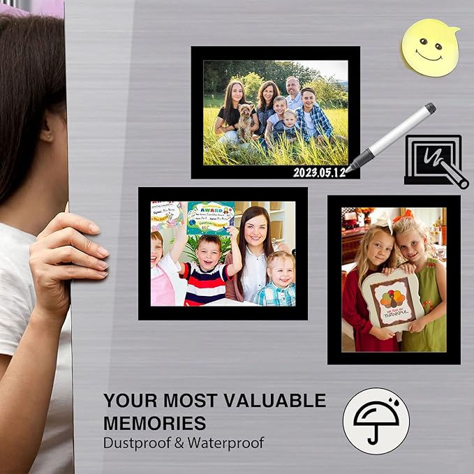 Magnetic Picture Frames with Black Border(3.5"X5",10 Pack),Magnet Photo Frame Pockets/Holder,Decorations for Home/Office/School/Classroom/Party