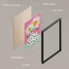 SIGNWIN Framed I'm a Barbie Girl in The Barbie World Wall Art, Set of 4 Heart, Chrysanthemum Illustration Wall Decor Prints, Preppy Room Decor Wall Décor for Living Room, Bedroom - 11"x14"Black