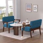 Accent Chair 2 Seat, Arm Chairs with Soft Seat and Armrests for Living Room, Love seat for Dining, Reading, and Waiting Rooms (Blue)