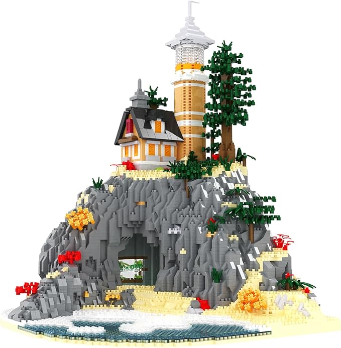 Architecture Island Cave Lighthouse Micro Building Blocks Sets（5686PCS）- Building Block Model Gifts and Unique Collectibles Suitable for Children and Adult Creative Enthusiasts