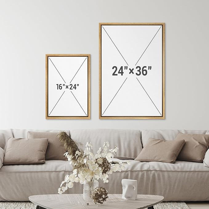 SIGNFORD Framed Canvas Print Wall Art Set Serene Misty Mountains Illustrations Modern Art Decorative for Living Room, Bedroom, Office - 16"x24"x2 Natural