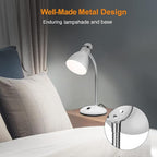 LEPOWER Metal Desk Lamp, Adjustable Goose Neck Table Lamp, Eye-Caring Study Desk Lamps for Bedroom, Study Room and Office (White)