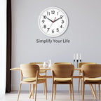 AKCISOT Wall Clock Silent Non Ticking Modern Wall Clocks Battery Operated 10 Inch, Analog Small Classic Clock Decorative for Bedroom, Kitchen, Home Office, Bathroom, School, Living Room (White)
