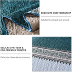 Travan 3-Piece Queen Quilt Set Quilted Bedspread Oversized Microfiber Soft Lightweight Bedding Set with Shams for All Season, Blue Ocean, Queen Size