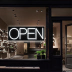 32 Inch White Minimalist LED Neon Open Sign for Business Storefront Window Glass Door Retail Shop Store Bar Salon Restaurant (12V/2A)