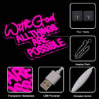 "With God All Things Are Possible" Neon Sign God Neon Light for Wall Decor Letter LED Neon Sign Pink LED Neon Light Dimmable Neon Signs for Bedroom Wedding Church Decoration