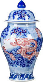 Chinese Ceramic Jar Ginger Jars with Lids for Home Décor Hand Painted Dragon Blue and White Porcelain Underglazed Red Vase Ornaments from Jingdezhen