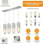 LMQNINE 4 Light Chrome Pendant Lighting Modern Pendant Light, Mini Crystal Chandeliers,Adjustable Pendant Light Fixture for Kitchen Island Dinning Room Bedroom(Chrome 4-Light)