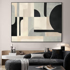 SIGNWIN 36"x46" Extra Large Framed Wall Art Modern Neutral Abstract Geometric in Black and Beige, Clean Minimalist Design for Home Living Room Bedroom Decor (Frame Assembly Required)