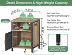 FATORRI End Table with Storage, Rustic Side Table for Living Room, Narrow Wood and Metal Bedside Tables with Door (Rustic Oak)