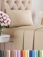 Twin Size 3 Piece Sheet Set - Comfy Breathable & Cooling Bed Sheets Set - Hotel Luxury Bedding for Women, Men, Kids, Teens, Boys & Girls - Deep Pockets, Ultra-Soft and Wrinkle Free - Oeko-Tex - Cream