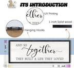 And So Together They Built A Life They Loved Sign Large Above Bed Wall Decor 32"×12" for Bedroom Over Bed Wall Art Hanging (Black)