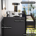 Black 56" Tall Dresser for Bedroom, Fluted Modern 6 Drawers Deep Dressers, Wood Chest of Drawers with Handleless, Curved Profil Storage Closet Dressers for Bedroom, Living Room, Hallway