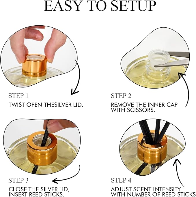 Reed Diffuser Set, 6.7oz(200ml) Fresh Scented Diffuser for Home with 6 Sticks,Home Fragrance Scent Essential Oil Stick Diffuser for Bathroom Shelf Decor