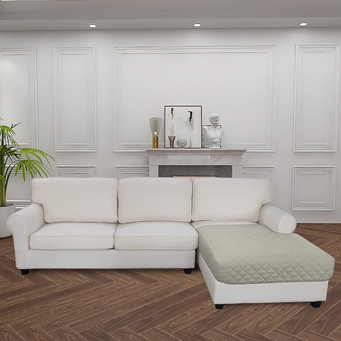 Easy-Going Sectional Couch Covers for Dogs L Shape Sofa Cover Reversible Sofa Slipcover Chaise Lounge Cover Furniture Protector Cover for Pets Dog Cat (42 x 52 inches, Beige/Beige)