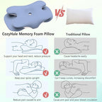 Cervical Pillow for Neck and Shoulder Pain Relief, Ergonomic Neck Pillow for Sleeping, Contour Memory Foam Cervical Pillow, Neck Pillow for Side Back Stomach Sleepers with Ice Silk Fabric (Blue)