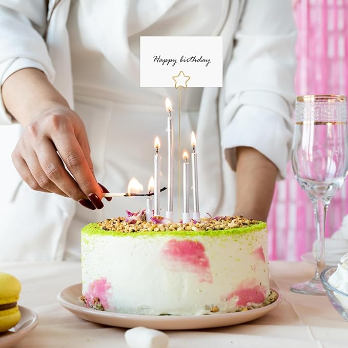 uxcell 24 Pcs Table Card Holders, 11.8 Triangle Metal Craft Wire Clips Picture Clip Table Number Holders Picks for Wedding, Photos, Memo, Restaurant, Gold