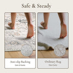 GENIMO 9x12 Area Rugs for Living Room, Non Slip Machine Washable Vintage Rugs, Low Pile Lightweight Chenille Print Large Rug for Bedroom, Dining Room, Home Office, Light Taupe Brown