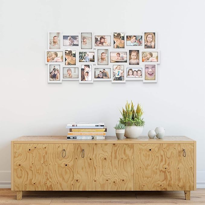 Jerry & Maggie 4X6 Collage Picture Frames for Wall Decor, 21 Opening Collage Wall Hanging for 6x4 Photo, Multi Picture Frame Set with One-piece Design White
