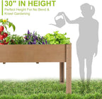 Outdoor Wood Raised Garden Bed- Elevated Planter Box with Legs, Durable Fir Wood, Reinforced Frame with Drainage Holes, Liner for Vegetables, Herbs, Flowers, 47" x 23"x 30"