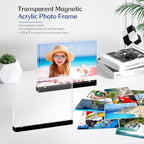Magnetic Acrylic Picture Frames – Thick Double-Sided Clear Display, Black Base Decorative 5x7 Photo Frame for Home & Office Desktop (3-Pack, Horizontal)