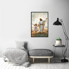 XWNLTEPK Dancing Day Christian Painting Jesus With Girl Christian Wall Art Bible Jesus Dancing With Little Girl Print Canvas Wall Art Poster