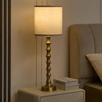 30.5" Gold Table Lamps for Living Room, Gold Buffet Lamp Set of 2 for Sideboard, Modern Golden Lamps Set of 2 Tall Skinny, Tall Golden Bamboo Lamp for Home Office, Skinny Candlestick Lampset