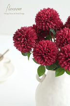 Floroom 12pcs Burgundy Faux Silk Mums Artificial Flowers Bulk Fake Chrysanthemums with Stems for DIY Wedding Table Centerpieces Floral Arrangements Vase Fillers Home Decorations
