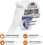 TAPEBEAR Carpet Tape Double Sided 2Inch x 30Yards, Heavy Duty Rug Gripper Anti Slip Anti Curling Floor Tape Residue-Free, Two Sided, Removable, Waterproof for Area Rugs, Mats, Strong Hold for Tile