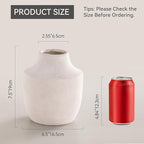 Mitt&Ditt Ceramic Flower Vase, 7.5 inch Off-White Farmhouse Rustic Vase, Handcrafted Weathered Pottery Vases, Small Flower Terracotta Vases for Home Decor, Living Room, Table, Shelf