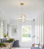 Q&S Modern Led Chandelier Gold Round Globe LED Hanging Pendant Light Fixtures for Entryway Kitchen Island Dining Room Living Room