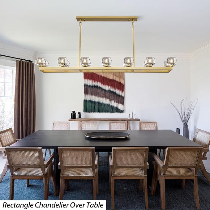 72 Inch Brass Rectangle Wagon Wheel Chandeliers, Gold Chandelier for Dining Room Over Table, Modern Crystal Long Chandelier for High Ceiling, Farmhouse Large Linear Chandeliers for Kitchen Island