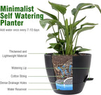12/10/9 inch Large Self Watering Pots, Planter, Plant Pots with Mesh Drainage Holes for Indoor Outdoor Garden Plants, Plastic Flower Pots with Removable Deep Reservoir, Black