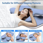 Cervical Neck Pillow for Pain Relief, Contour Memory Foam Pillow with Ice Silk Pillowcase, Neck Support Pillows, Ergonomic Orthopedic Pillow for Back, Side, Stomach Sleepers (Blue)