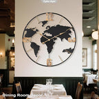 36 Inch Oversized Giant Extra Large Modern Decorative Metal World Map Wall Clock,Big Vintage Gold Arabic Numeral Wall Clocks for Living Room,Entryway,Office,Fireplace,Dining Room