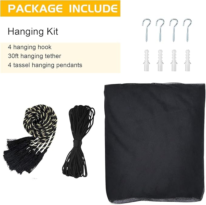 VISATOR Mosquito Net Bed Canopy,4 Corner Post Canopy Bed Curtains with 4 Hanging Hook,30ft Hanging Tether,4 Tassel Hanging Pendants and Storage Bag,Canopy Bed for Full/Queen/King Size