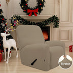 Easy-Going Recliner Stretch Sofa Slipcover Sofa Cover 4-Pieces Furniture Protector Couch Soft with Elastic Bottom Kids, Spandex Jacquard Fabric Small Checks(Recliner,Natural)